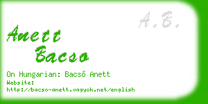 anett bacso business card